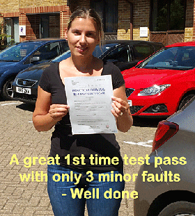Well done Eliona after driving lessons at 
 - another first time test pass