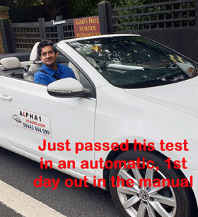 Austism spectrum (ASD) client having passed his driving test, starting in a manual car